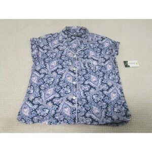 Lauren Ralph Lauren Shirt Womens Medium Blue Paisley Print NWT Sleepwear‎ Blouse